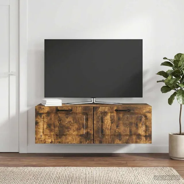 vidaXL Wandbeugel TV-kast Gerookt eiken 98 x 31 x 30 cm Bewerkt hout, foto 2