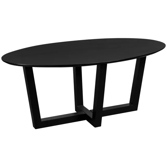 QUVIO Eettafel Sofia - Ovaal - 180x90 cm - W-poot - FSC gecertificeerd mangohout - Zwart