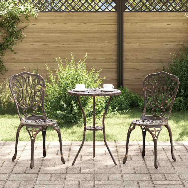 vidaXL Tuin Bistro Set 3 st Brons Aluminium, foto 2