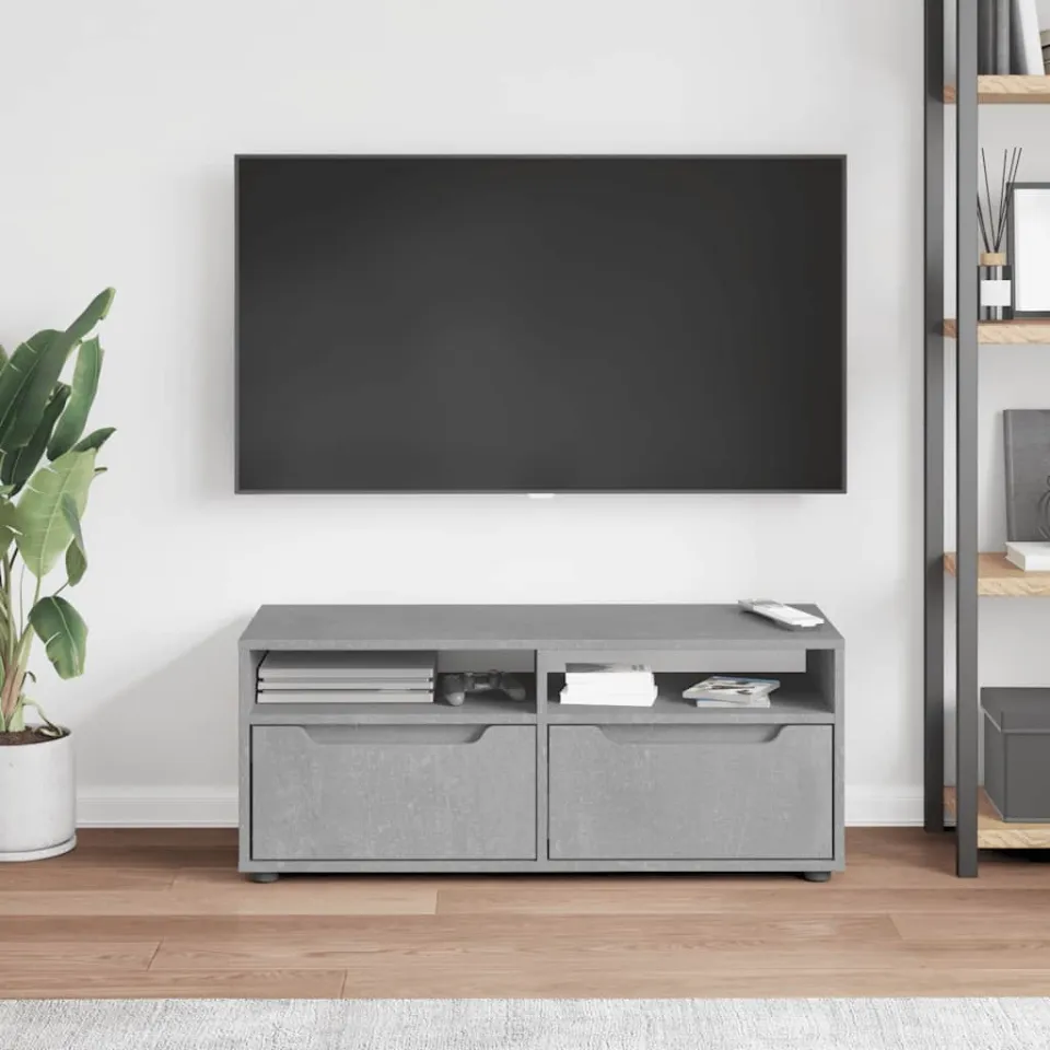 vidaXL Tv-meubel VISNES 100x40x38 cm bewerkt hout betongrijs grijs, foto 2
