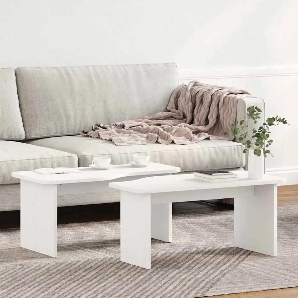 vidaXL Salontafel 2 st Wit 100 x 69 x 35,5 cm Massief grenenhout, foto 4