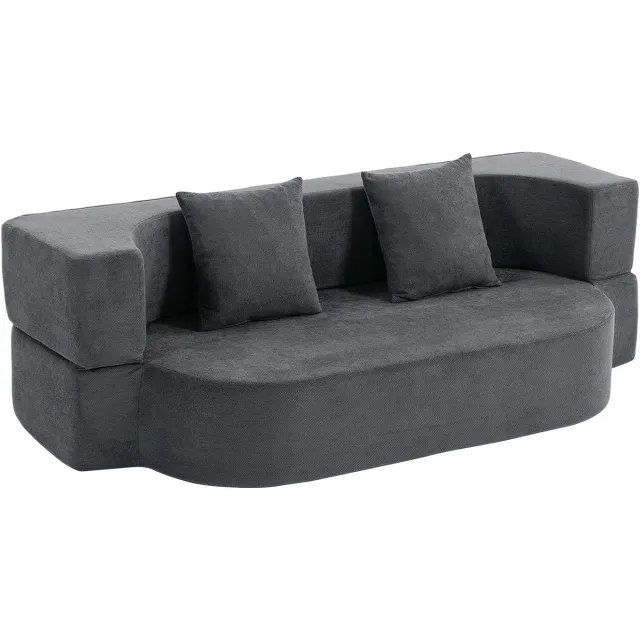 Homona 2-zits slaapbank - Met kussens - 190 x 98 x 30 cm - Donkergrijs