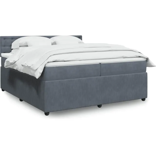 vidaXL Boxspring met matras fluweel donkergrijs 200x200 cm grijs