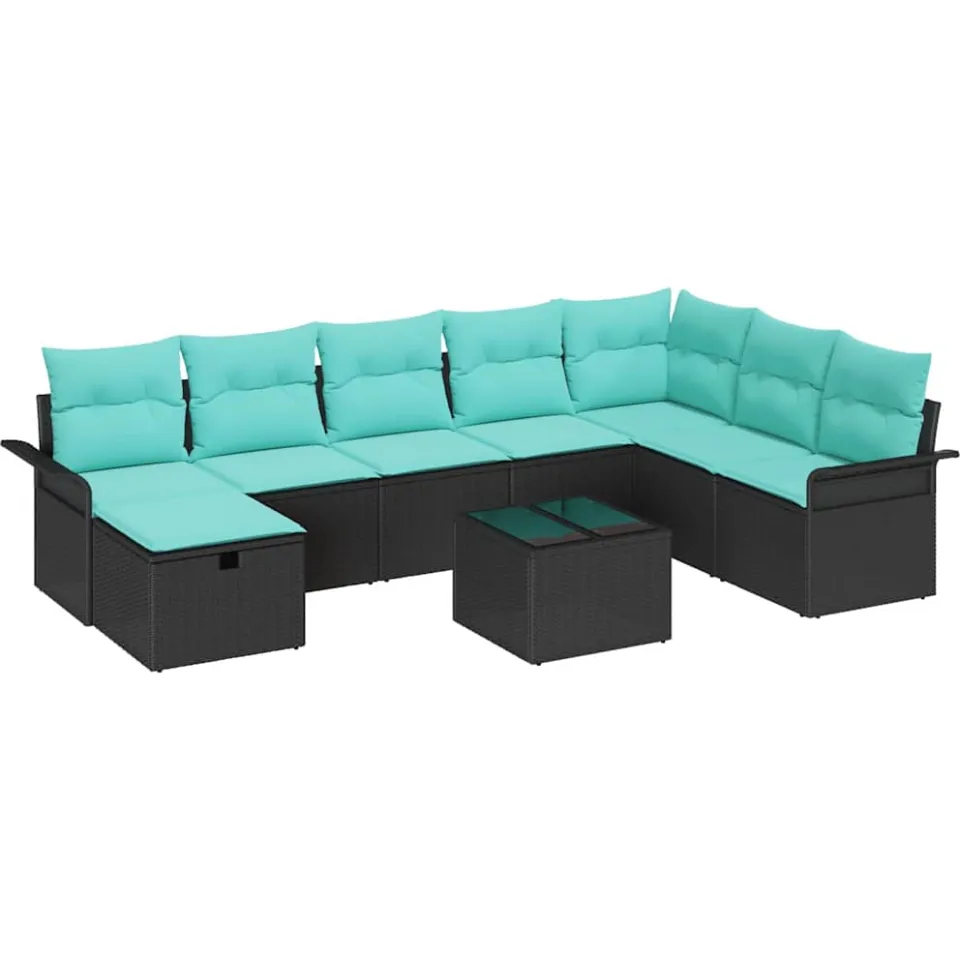 vidaXL Tuin Sofa Set 9 st Poly riet zwart