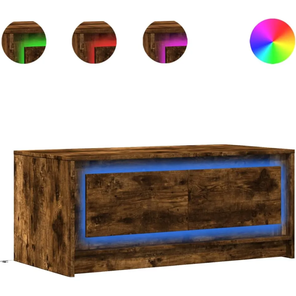 vidaXL Salontafel met LED-verlichting bewerkt hout gerookt eikenkleur, foto 2