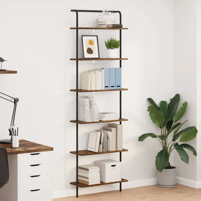 vidaXL Boekenkast 6-laags 60 x 24 x 203 cm Bewerkt hout Gerookt eiken, foto 2