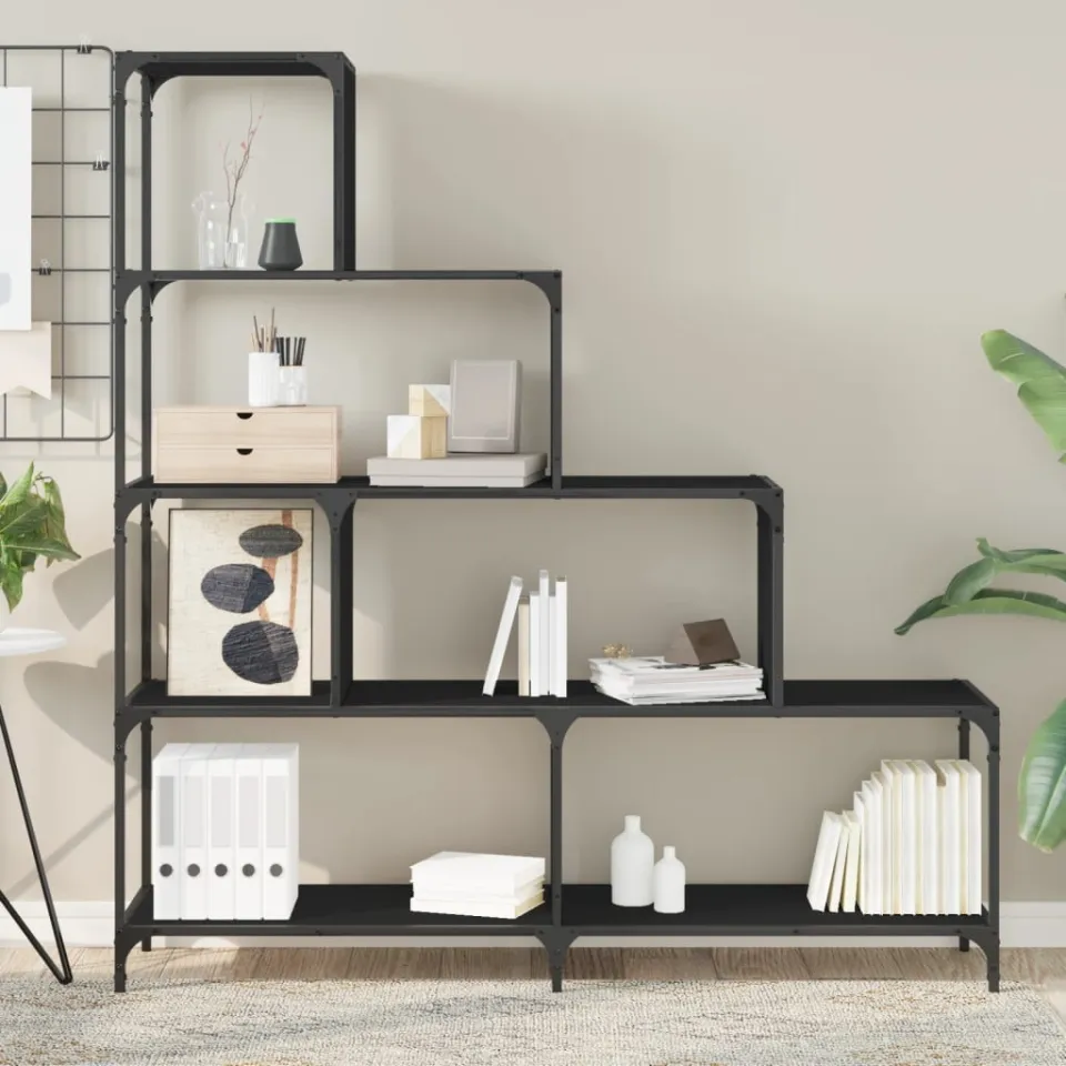 vidaXL Boekenkast 4-laags 139x33,5x149 cm bewerkt hout zwart, foto 4