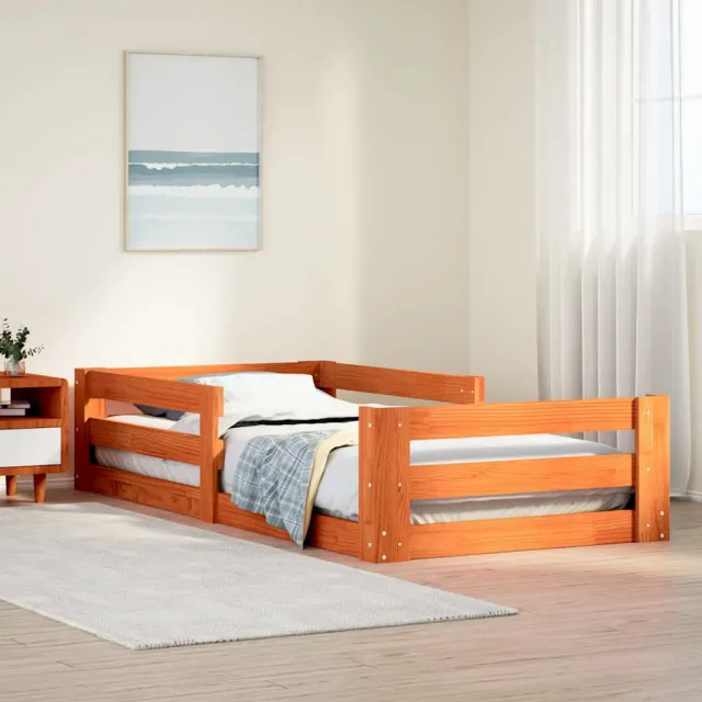 vidaXL Bedframe zonder matras massief grenenhout wasbruin 90x200 cm bruin