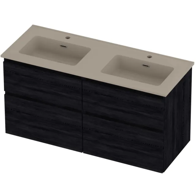 Proline Tribute Badmeubelset Porselein Elegant 4 Laden 120x46x62 cm Mat Crème Cotton Black Oak Eiken