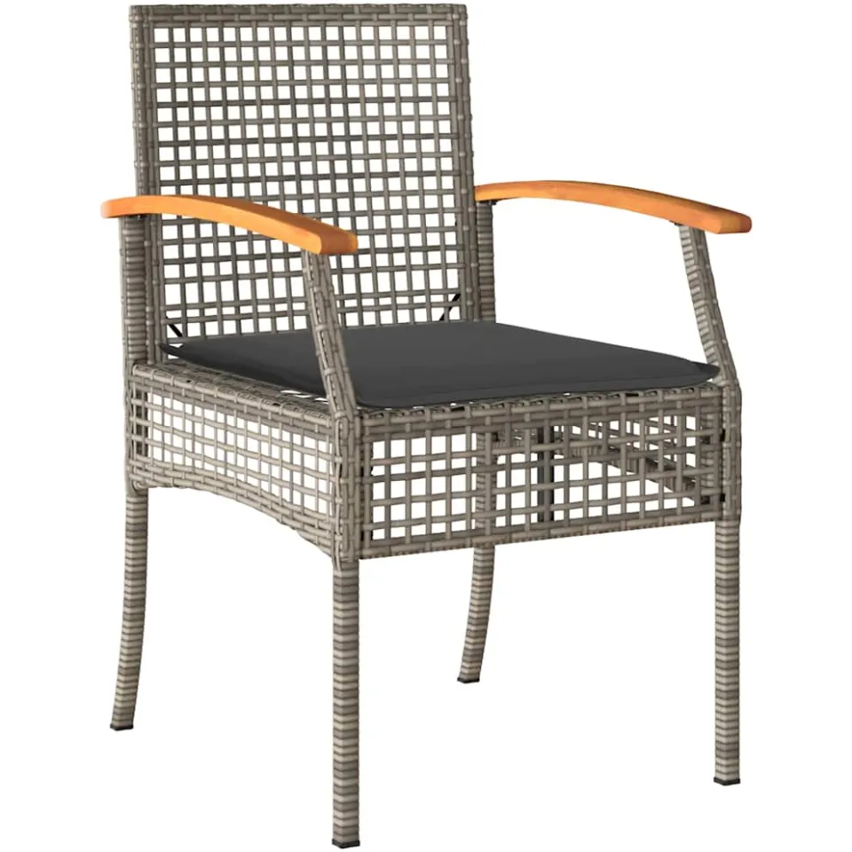 vidaXL 3-delige Tuinset met kussens poly rattan grijs, foto 3