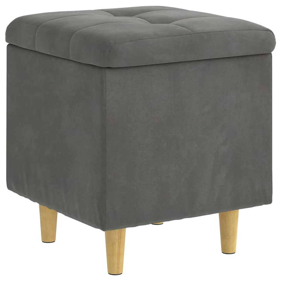 vidaXL Ottoman met Opbergruimte Donkergrijs 40 x 40 x 45 cm Fluweel