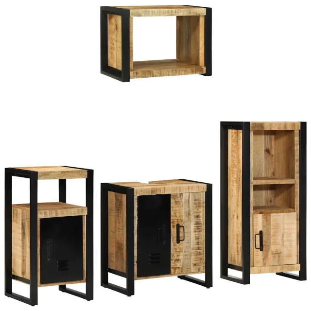 vidaXL Badkamermeubelset 4 st Bruin en zwart 55 x 35 x 60 cm