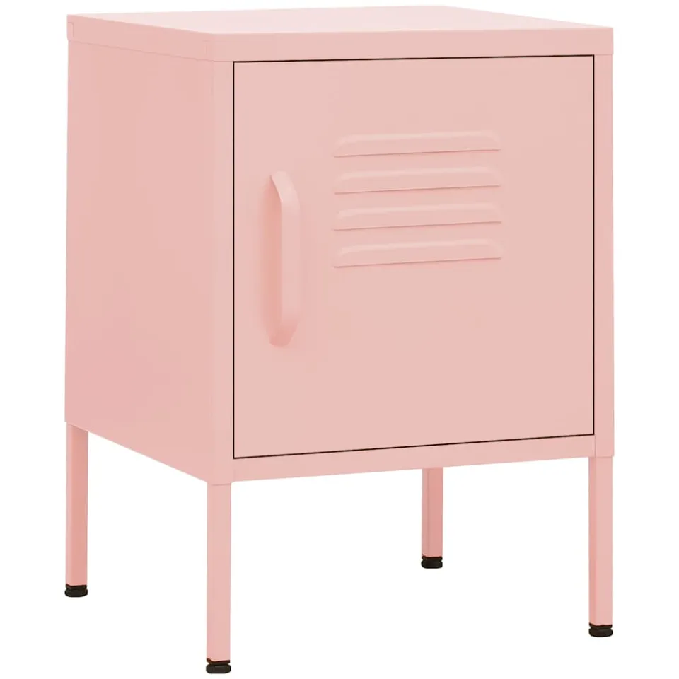vidaXL Nachtkastjes 2 st 35x35x51 cm staal roze