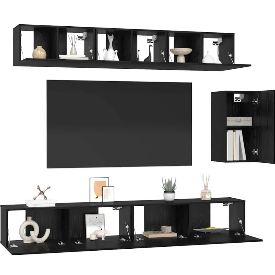 vidaXL Tv-meubelset 6 st 100 x 30 x 30 cm Zwart Eiken, foto 2