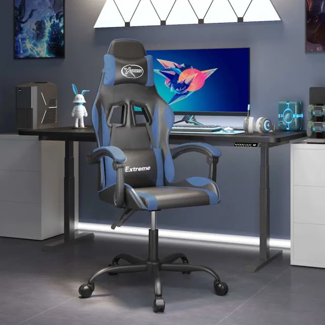 vidaXL Gamestoel kunstleer zwart en blauw, foto 2