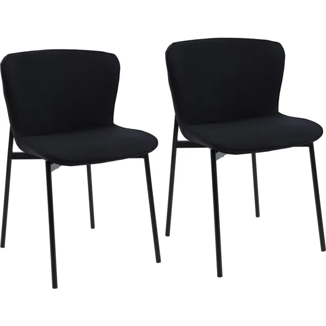 SVITA MARY Set van 2 eetkamerstoelen - Gestoffeerde stoel Keukenstoel Woonkamerstoel Stof Zwart/Zwart