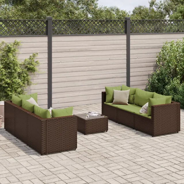 vidaXL 7-delige Loungeset met kussens poly rattan bruin, foto 2