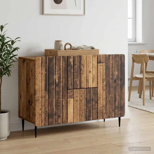 vidaXL Dressoir met lade Oud hout 89 x 34,5 x 62 cm Bewerkt hout Bruin