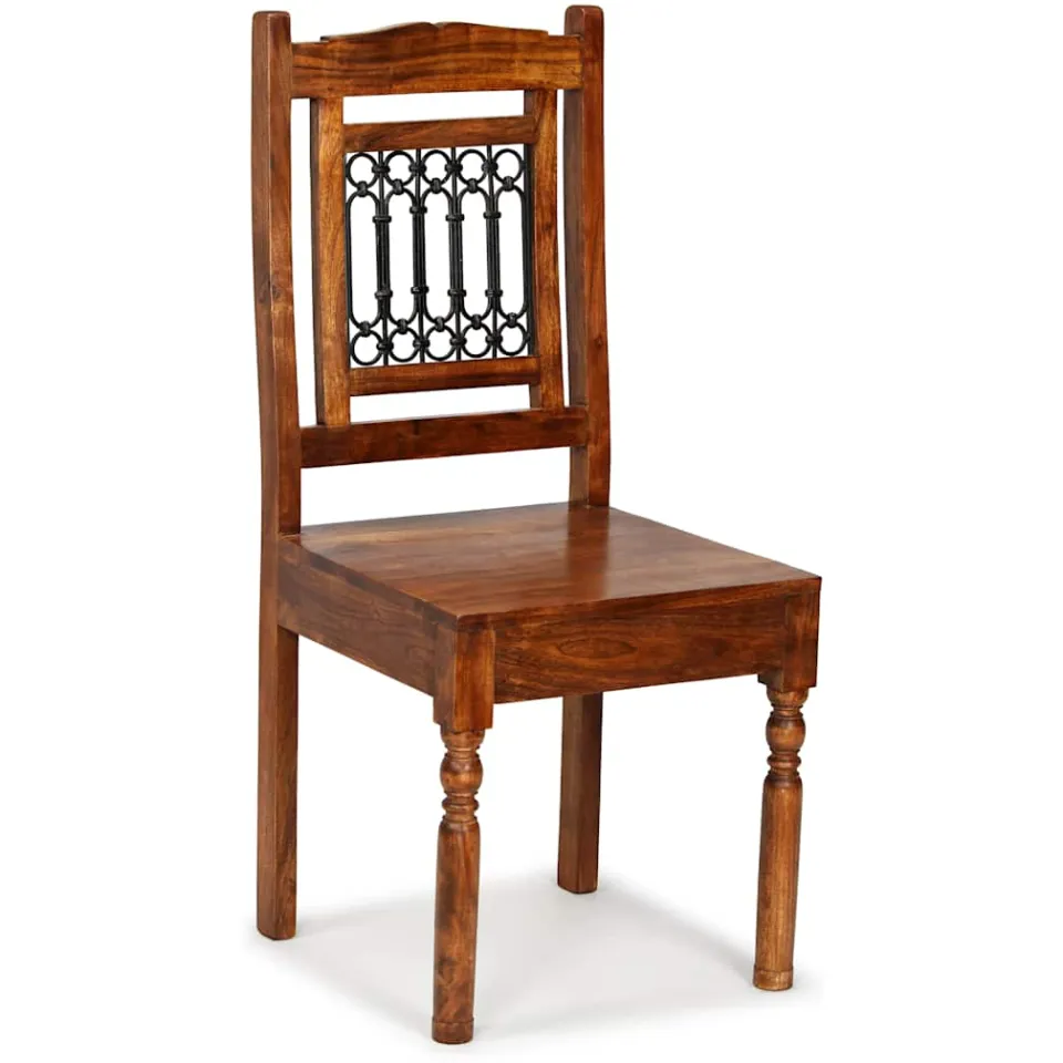 vidaXL Eetkamerstoelen 4 st massief hout klassiek bruin, foto 2