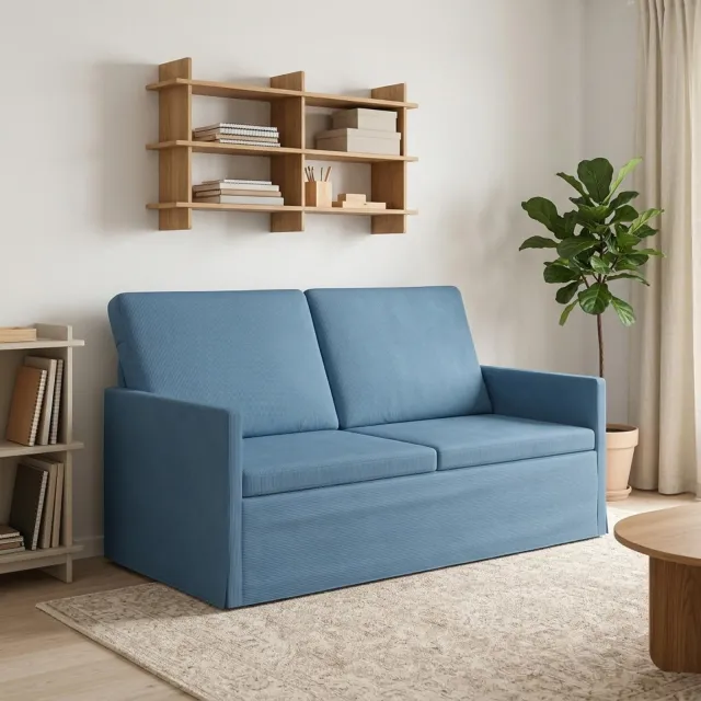vidaXL 2-zits bank Blauw 150 x 81 x 82 cm Katoen Stof