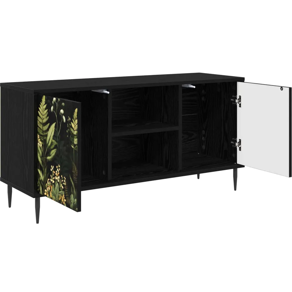 vidaXL Tv-meubel RHENEN 102 x 33 x 51 cm Zwart eiken Bewerkt hout