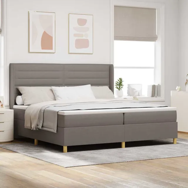 vidaXL Boxspringbed met LED-stripverlichting Taupe 200 x 200 cm Stof