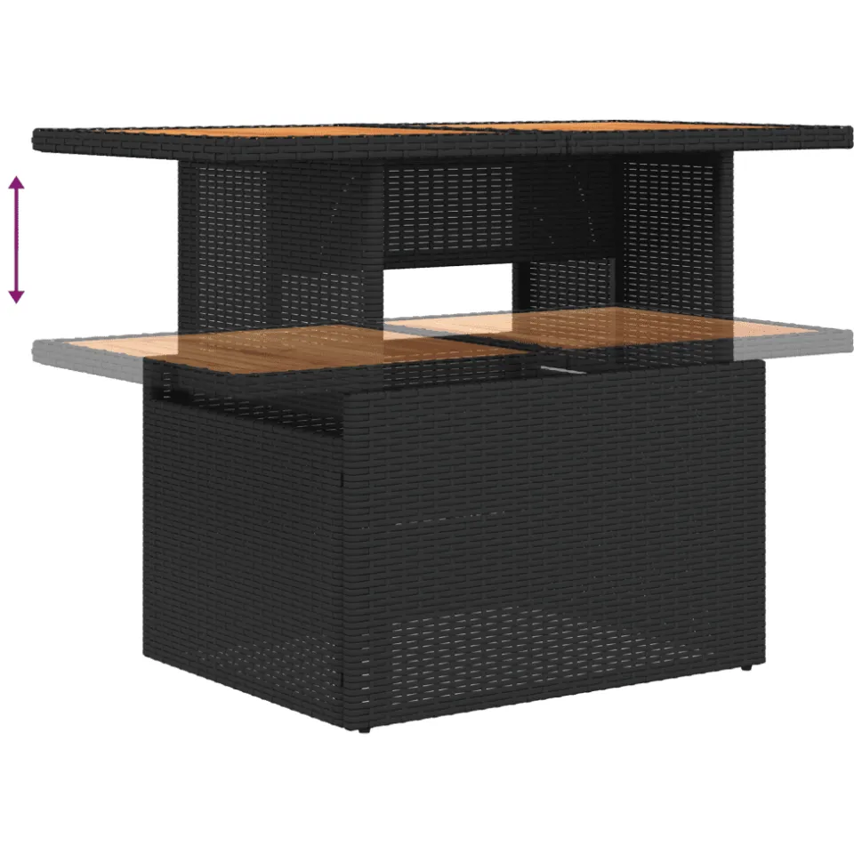 vidaXL 8-delige Loungeset met kussens poly rattan zwart, foto 4