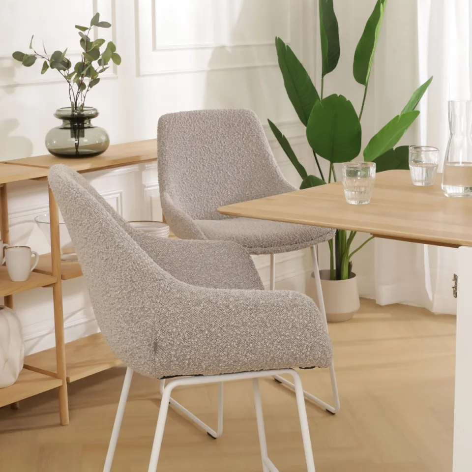 Nolon Nino-Mae barkruk bouclé taupe - wit onderstel - 75 cm, foto 2