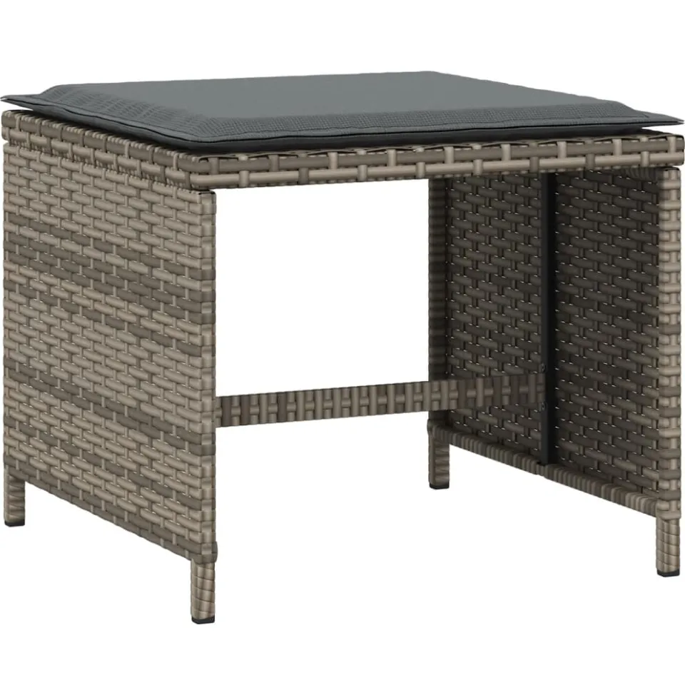vidaXL Tuinkrukken 4 st met kussens 40x40x35 cm poly rattan grijs