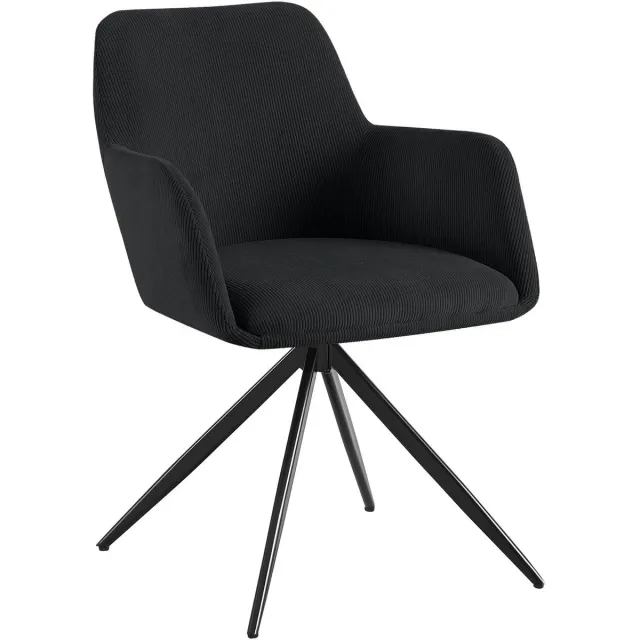CLP Olema Eetkamerstoel - draaibaar - met armleuning - metalen frame - corduroy - ribstof - Ribstof/zwart