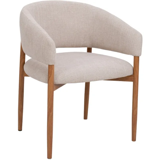 DÉJA Living Eetkamerstoel Elora - Beige/Naturel - Stoffen Armstoel - Scandinavisch - Zithoogte 50 cm - Set van 2