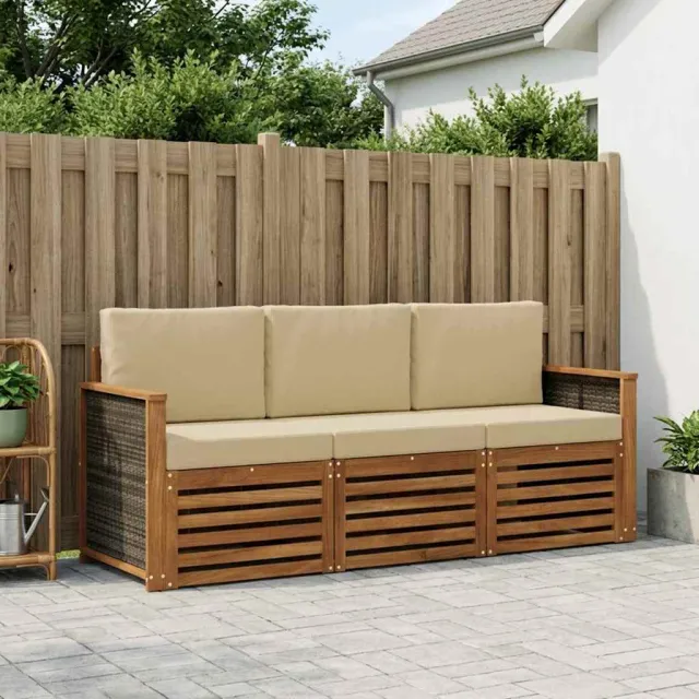 vidaXL Buiten bankenset 3 st 3-zits Natuurlijk en Beige