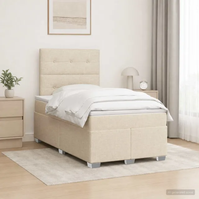 vidaXL Boxspringbed met matras Crèmekleurig 120 x 200 cm Stof