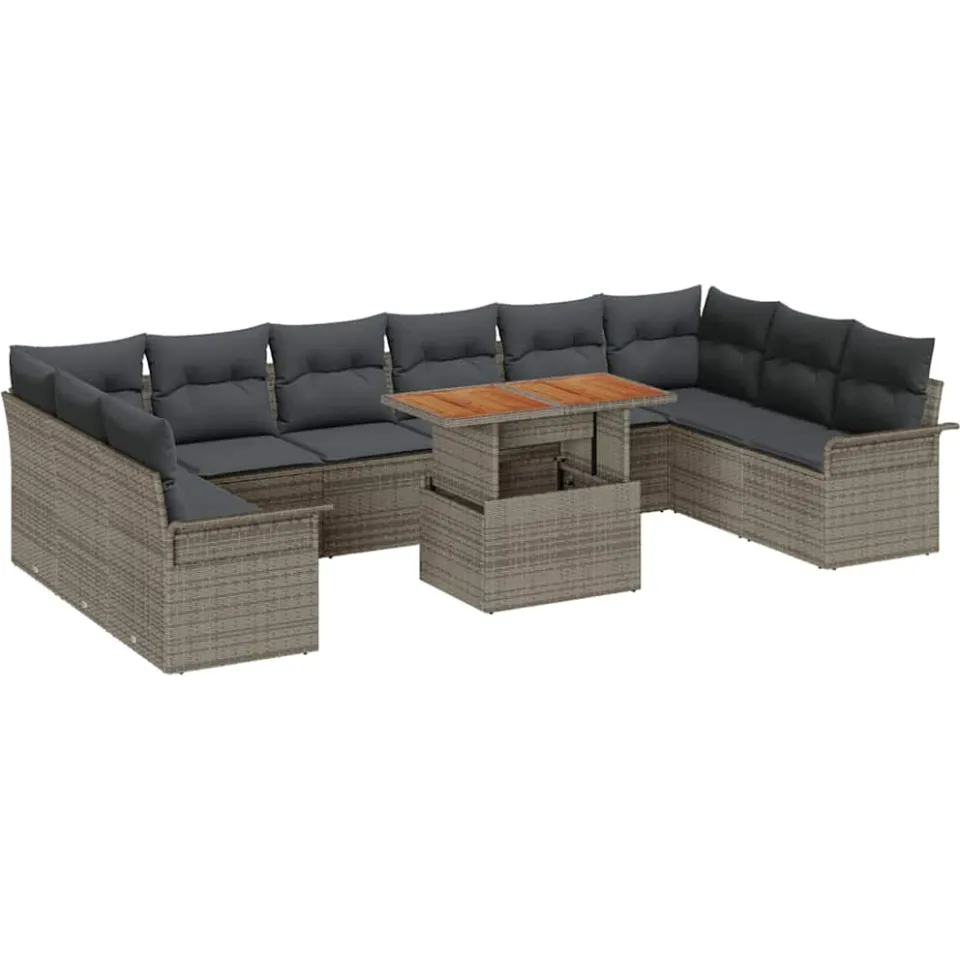 vidaXL Tuin Sofa Set 9 st Grijs Poly riet