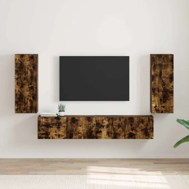vidaXL TV Wandkast 2 st Gerookt eiken Bewerkt hout Bruin