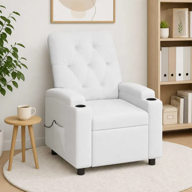 vidaXL Massage-relaxstoel Wit 75 x 95 x 101 cm Stof, foto 2