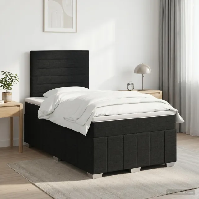 vidaXL Boxspringbed met matras met hoofdeinde Zwart 120 x 190 cm Stof