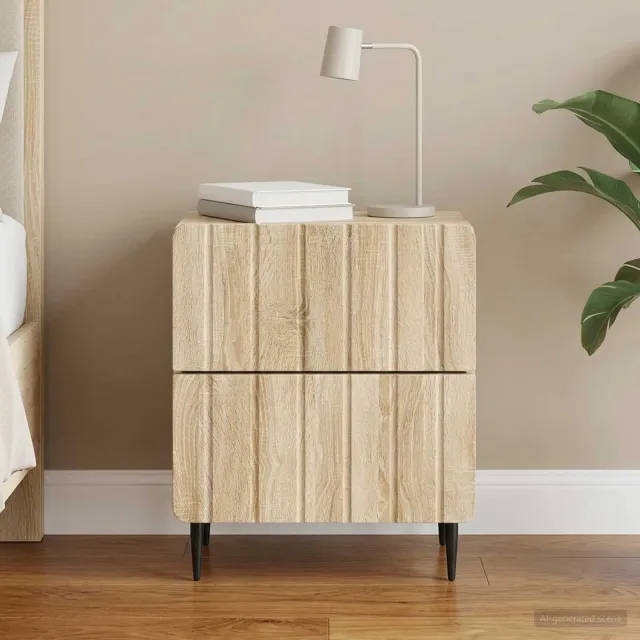 vidaXL Nachtkastje Sonoma Eiken 43 x 34,5 x 49,5 cm Bewerkt hout Bruin