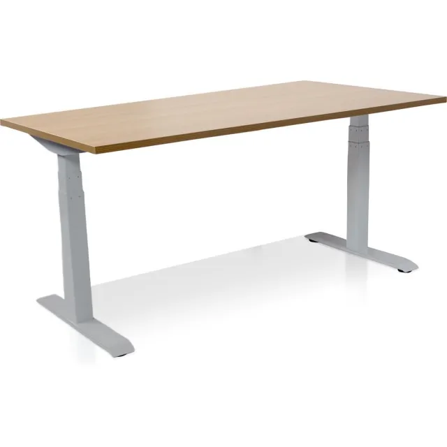 Lineaflex MRC Zit-sta bureau elektrisch verstelbaar - MRC PRO NEN-EN 527 | 160 x 80 cm | frame aluminium - blad havanna | memory functie met USB | 150kg draagvermogen Aluminium frame
