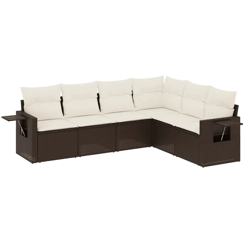 vidaXL 6-delige Loungeset met kussens poly rattan bruin, foto 3