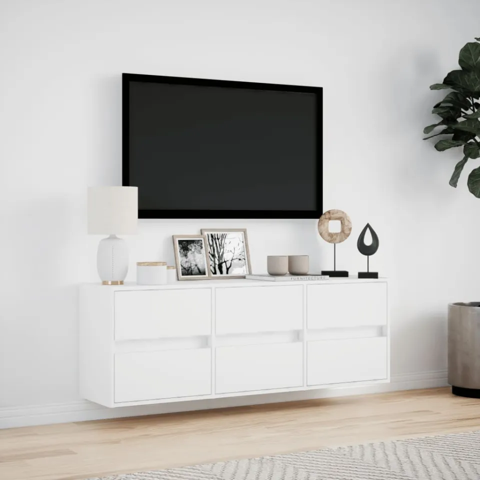 vidaXL Tv-wandmeubel met LED-verlichting 130x31x45 cm wit, foto 3