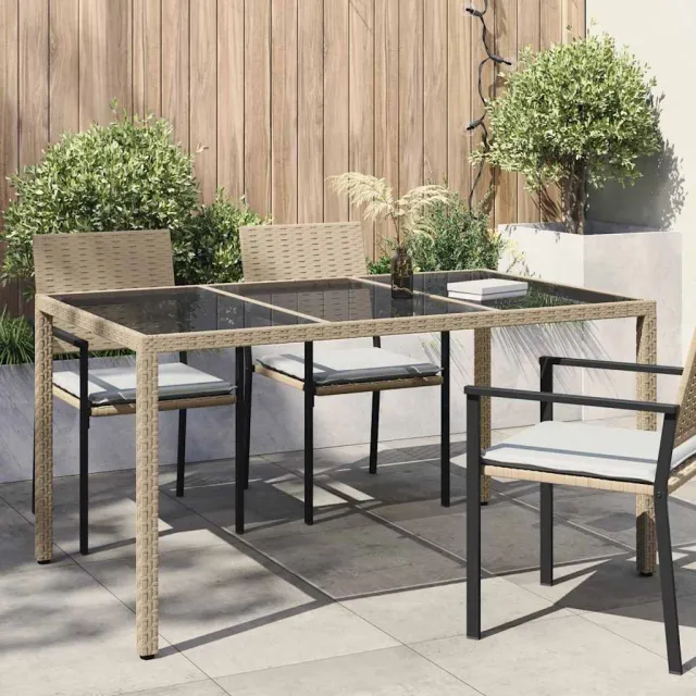vidaXL Tuinstafel Beige 150 x 90 x 75 cm poly rattan