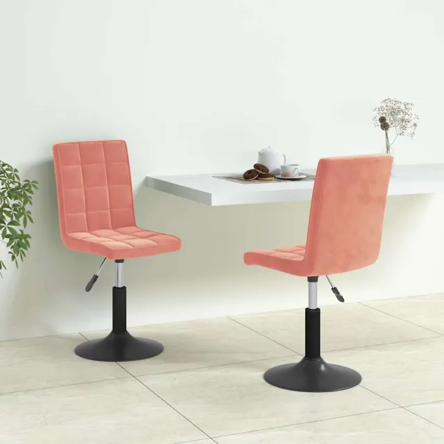 vidaXL Eetkamerstoelen draaibaar 2 st fluweel roze, foto 2