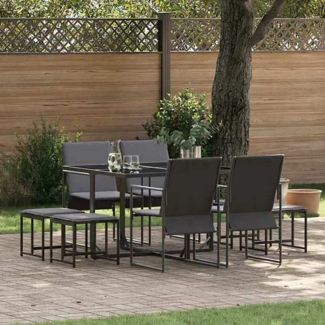 vidaXL Tuin eettafelset 9 st Zwart Staal, foto 2
