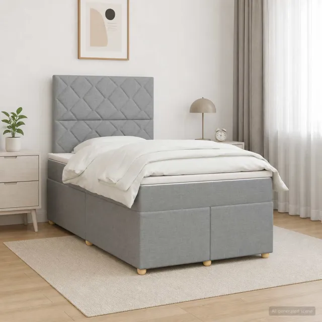 vidaXL Boxspringbed met matras Lichtgrijs 120 x 200 cm Stof