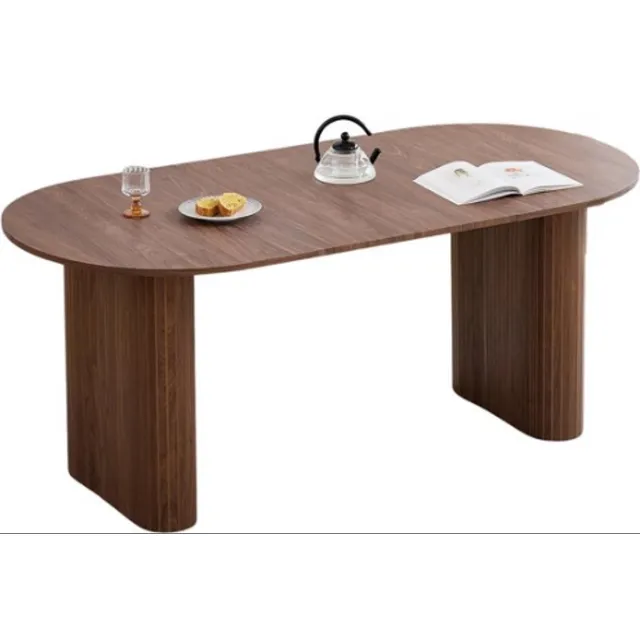 HomeGoodies Eettafel - Eettafel ovaal – Japandi - 180 x 90 cm - 6 personen - Houtlook blad – MDF constructie – Modern design bruin