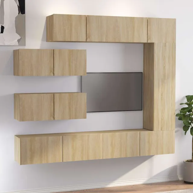 vidaXL 7-delige Tv-meubelset bewerkt hout sonoma eikenkleurig