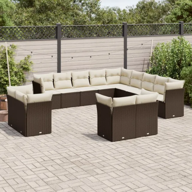 vidaXL 13-delige Loungeset met kussens poly rattan bruin, foto 2