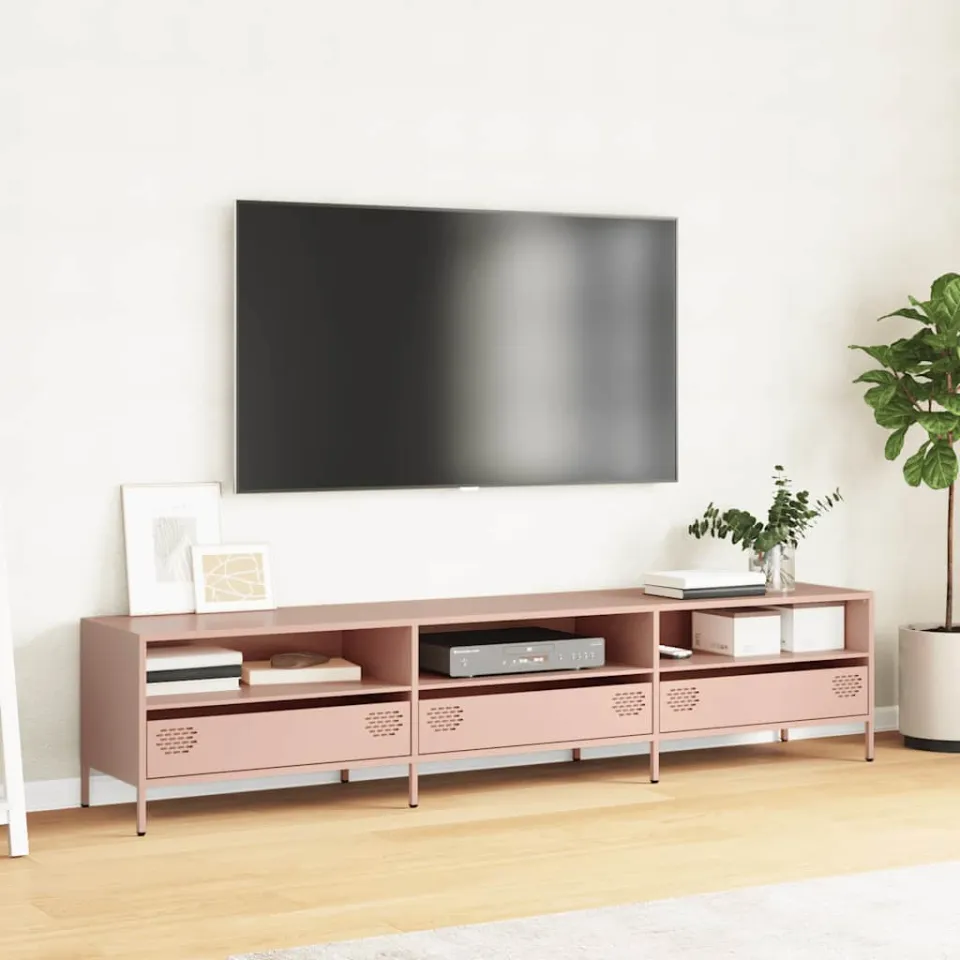 vidaXL Tv-meubel 202x39x43,5 cm koudgewalst staal roze, foto 2