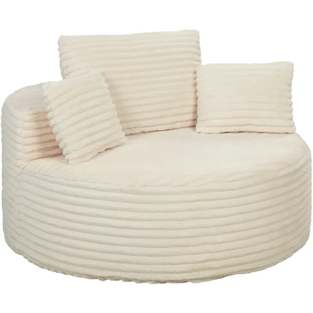 Rolipo Frameloze Fauteuil met Diepe Zitting – Volschuim Lounge Stoel – Inclusief 4 Kussens – Crèmewit